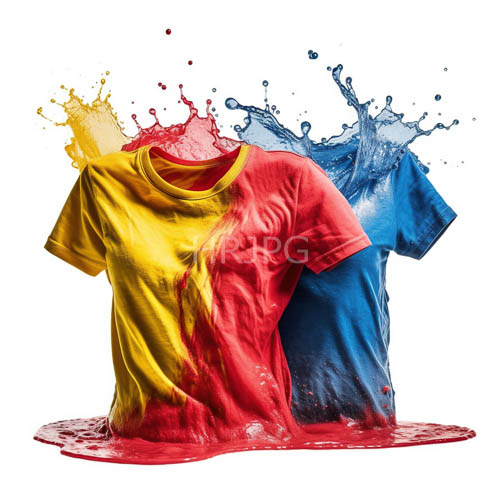vibrant hues of crimson and orange splattered on newly laundered cotton fibers
