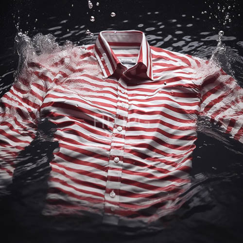 water turbulence distorts orange and white striped shirt fabrics