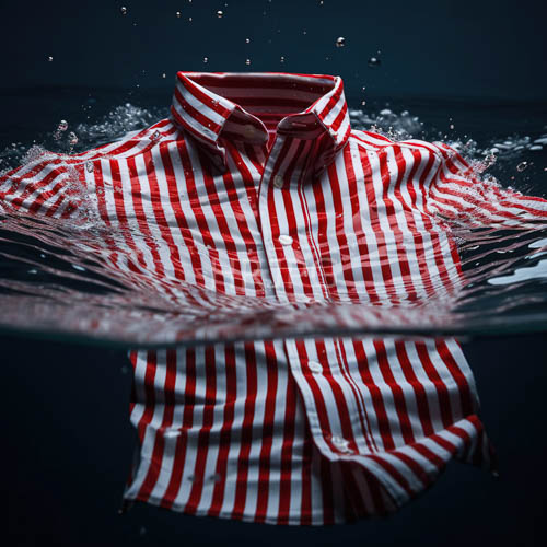 ripples of iridescent light on tranquil redandwhite stripes against dark blue background