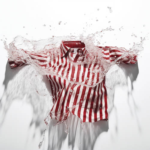 cotton threads absorb and reflect light on stark white background in water