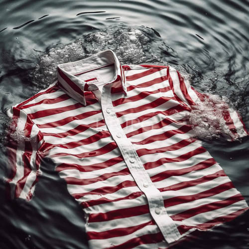 High Resolution: Ripples Unfold on Waters Surface Around a Discarded RedandWhite Striped Shirt download. | HRJPG.com