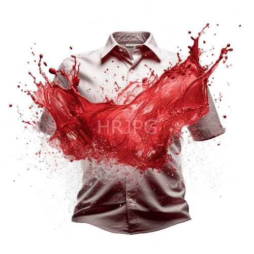 elegantly draped silken fabric contrasts starkly with crimson blood splashes across immaculate white surface