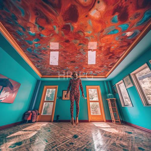 floral patterns swirling amidst majestic wooden doors in sunlit room