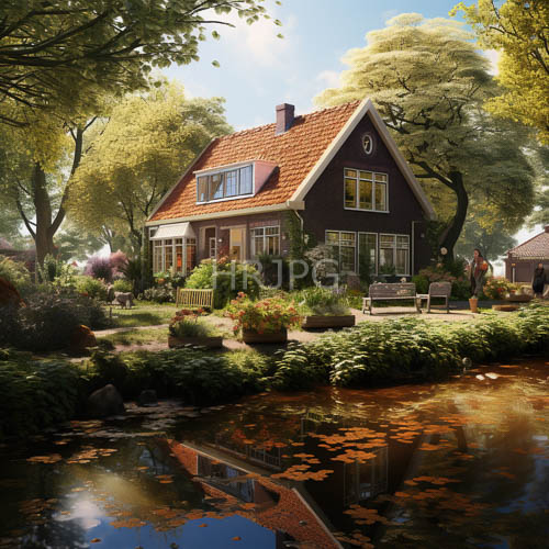 dutch countryside house showcases weathered wooden beams and deep terracotta tiles against lush greenery