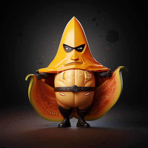 banana superheroes show bright yellow skin against black voids