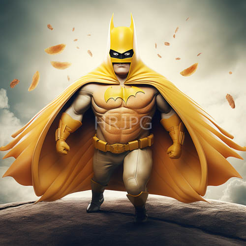 dynamic caped crusader dominates foreboding landscape with fierce gaze