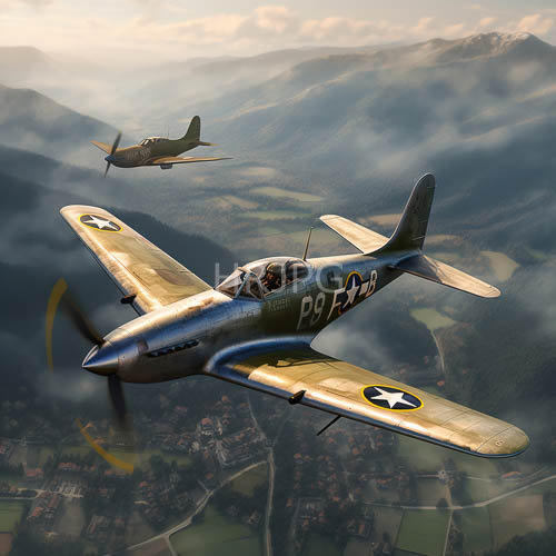 fighter planes fly through misty mountain passes at dawn