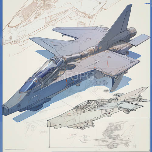 blue gray jet fighters display twin engines in technical drawings