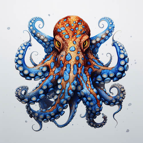 High Resolution: Marine Creature Dominates Light Gray Background With Orange Blue Gradient download. | HRJPG.com