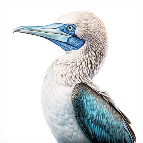 atlantic bluefooted booby displaying iridescent plumage in tropical waters setting