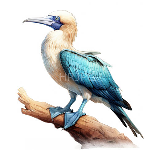 High Resolution: Turquoise footed booby birds perch on weathered wooden tree branches download. | HRJPG.com