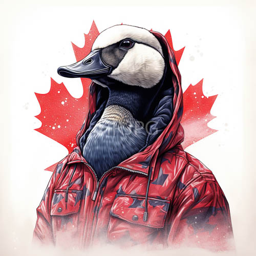 canada goose majestically stands on snowy backdrop with delicate blackandwhite feather pattern