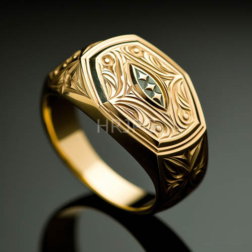 ornate gold rings showcase detailed etchings on black surfaces