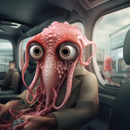 octopus eyes glisten under dim city lights indoors