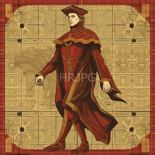 sanctuary wood paneling frames red embroidered robes on figures