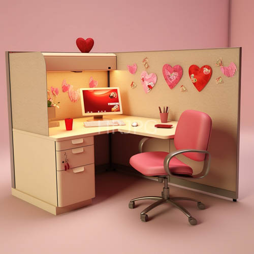 High Resolution: Productivity Cubicles with Pink Undertones and Minimalist Decor in Office Setting download. | HRJPG.com