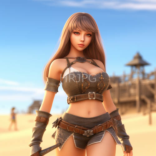 cascading brown locks against fair skin in rustic medieval attire