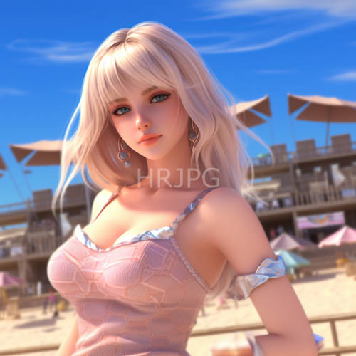 pink patterned tops dress blonde women at sunlit beach resorts