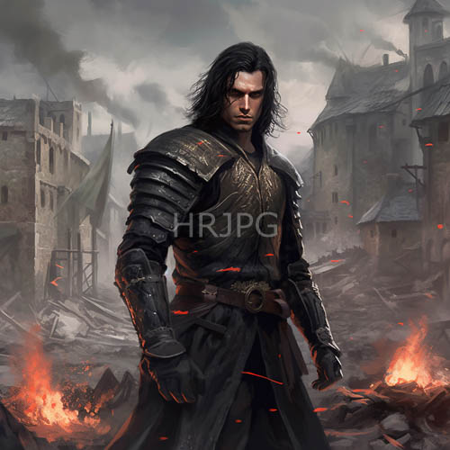 armored warriors stand on shattered stone inside conquered mountain strongholds