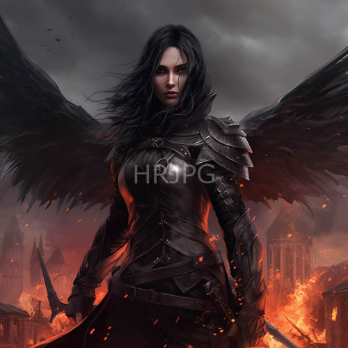 warrior maidens face burning fires along tumultuous horizon landscapes