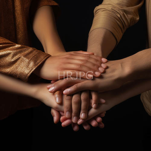 High Resolution: Interlocked Hands Confront Deep Shadows in a Black Void with Earth Tones download. | HRJPG.com