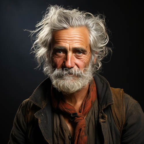 aged weathered visage textured by time amidst somber monochromatic landscape