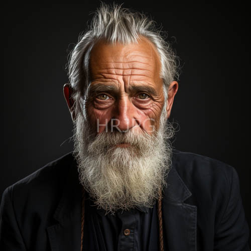 High Resolution: Elderly Mans Weathered Face Confronts Fading Inky Shadows in Severe Environment download. | HRJPG.com