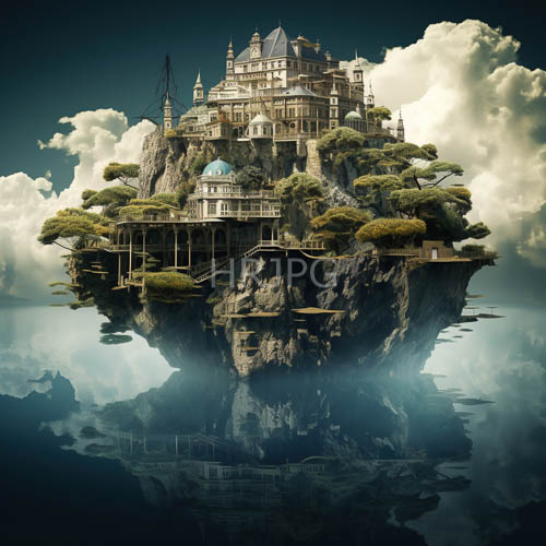 mystique emanates from castles complex silhouette amid islands rugged terrain and lush greenery
