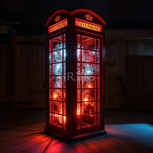 High Resolution: Dim overhead lamps illuminate classic red telephone booth interiors download. | HRJPG.com