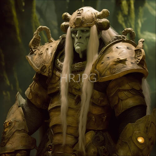 imposing armored figures stand out against dark mossy forest floors