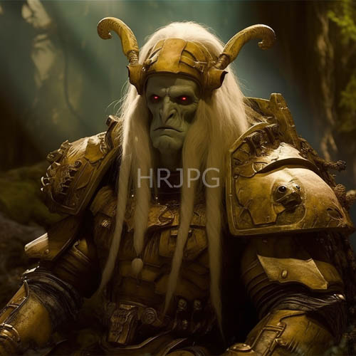 foliage enfolds fearsome orc warrior in dense canopy of emerald greens and rich browns
