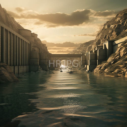 effortless waters flow majestically through canyon lined with towering stone arches and columns