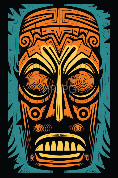 High Resolution: Geometric line patterns decorate animated ancient tribal mask designs download. | HRJPG.com