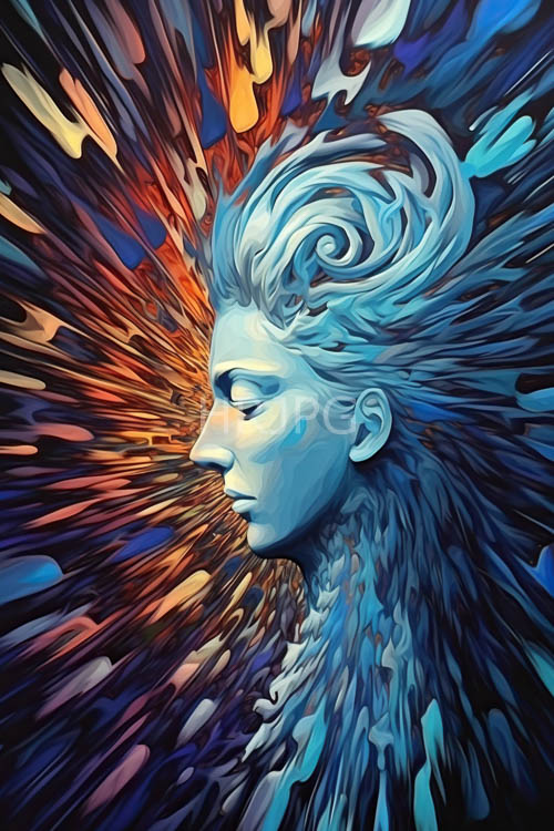 High Resolution: Cosmic Storm Unfolds Across Translucent Blue Skin in Dynamic Light Play download. | HRJPG.com