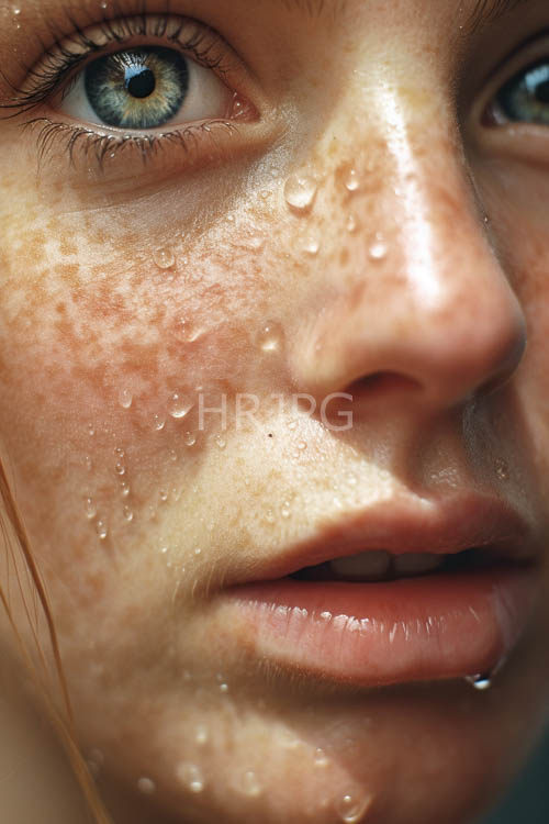 early morning dew illuminates the young womans delicate facial features and expressive eyes