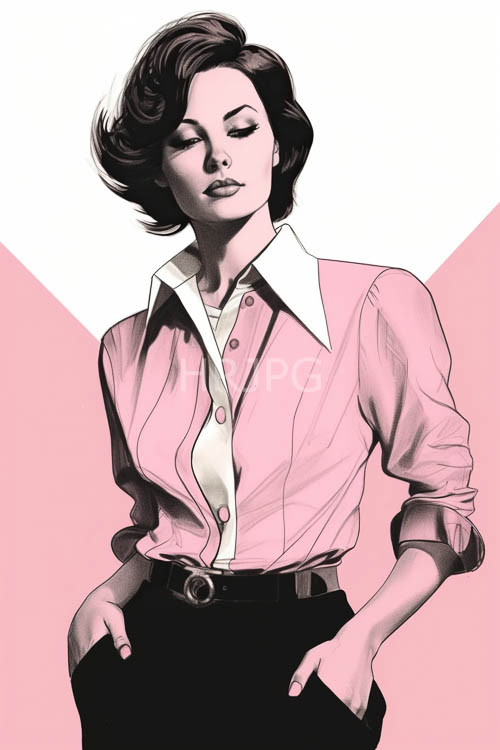 dark hair woman in futuristic setting with ambient glow and geometric shapes