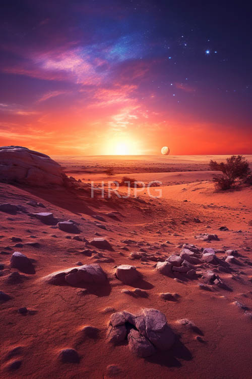 dunes of eternity stretch beneath blistering sunset sky in desert landscape