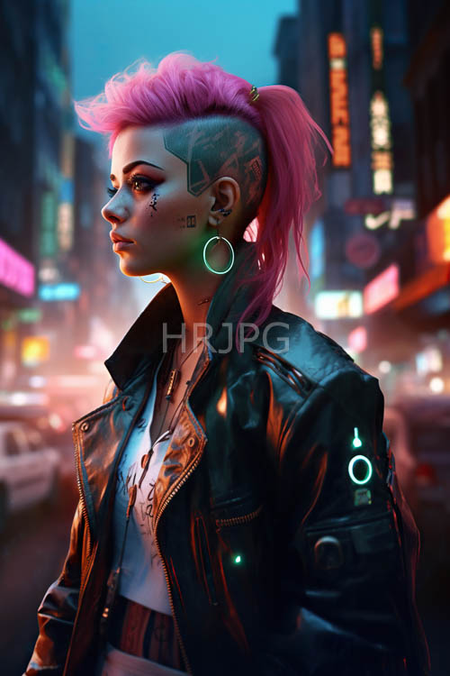 reflective pavement catches neon city lights behind standing figures