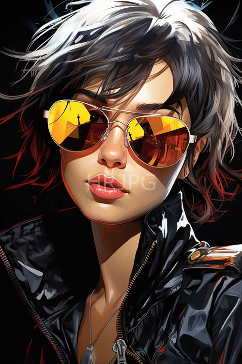 cityscape encounter with a young woman wearing aviator sunglasses on mochatoned pavement