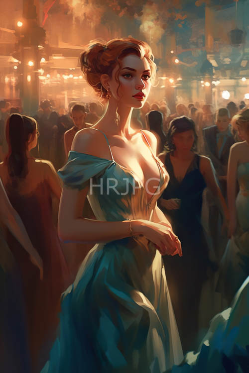 hazy string lights illuminate sapphire gowns and glowing porcelain skin