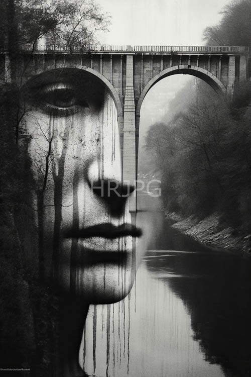 granite arches span misty rivers reflecting soft light