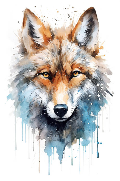 High Resolution: Watercolor paints portray orange brown coats on fox characters download. | HRJPG.com
