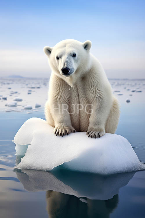 High Resolution: Floating Sea Ice Chunks Drift Across Arctic Waters with Majestic Polar Bear download. | HRJPG.com