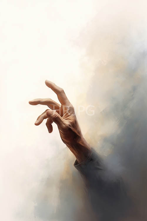 misty ephemeral light creeps across human hand in sunlit morning hush