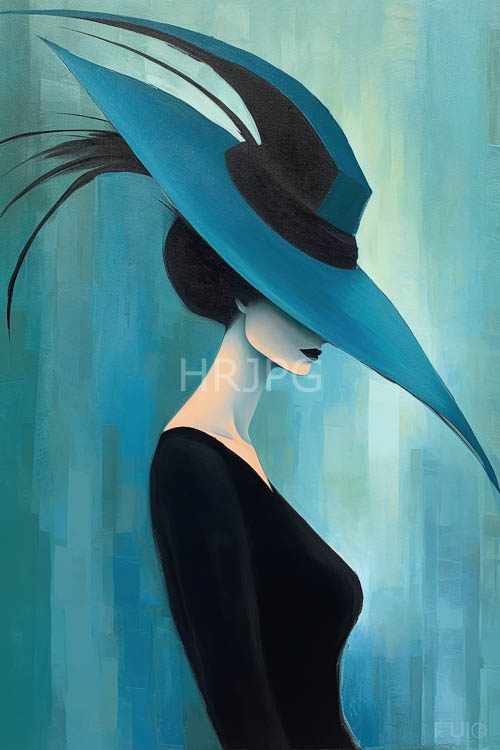 black lipstick creates stark contrast beneath wide indigo brim hats