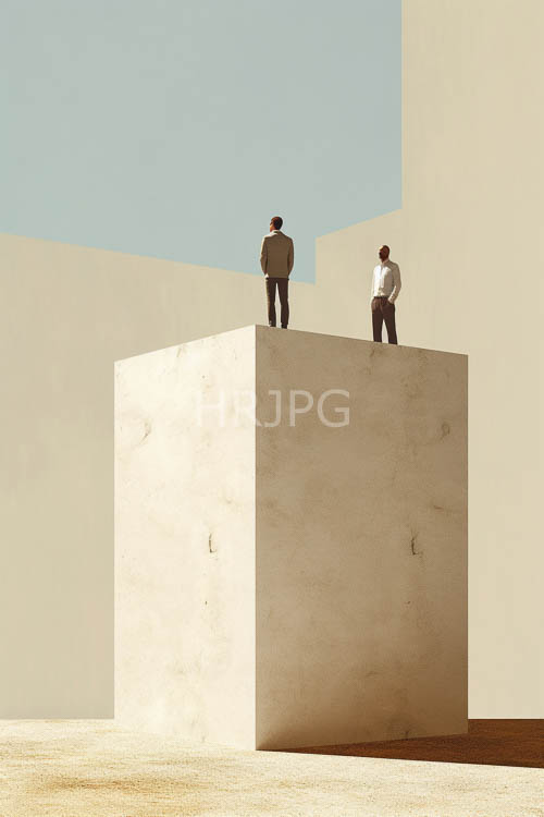 concrete cubes ascend towards desert horizon amidst swirling sandstorm