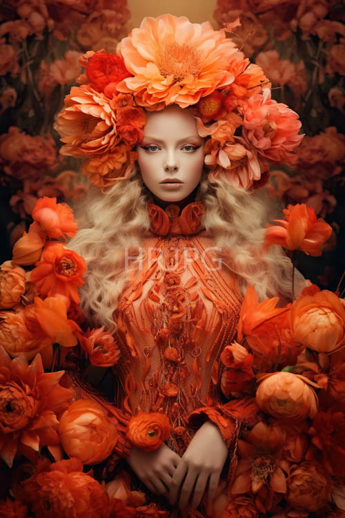 High Resolution: Lacy floral petals surround female figures in enchanted open fields download. | HRJPG.com