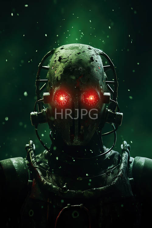 abandoned machinery sprawls across dark green background amidst eerie dimly lit atmosphere