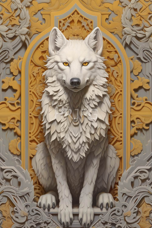 High Resolution: Wolfs Finecrafted Majesty Amidst Ornate Baroque Frames and Intricate Woodwork download. | HRJPG.com