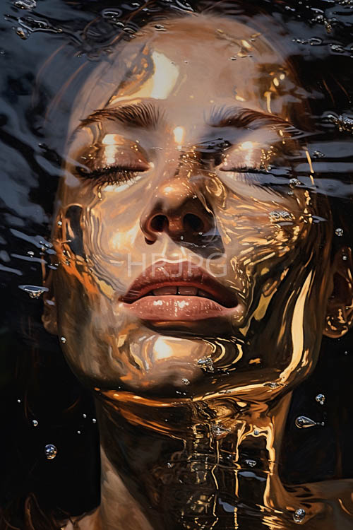 aquatic expanses dancing across womans skin in shimmering light of reflections